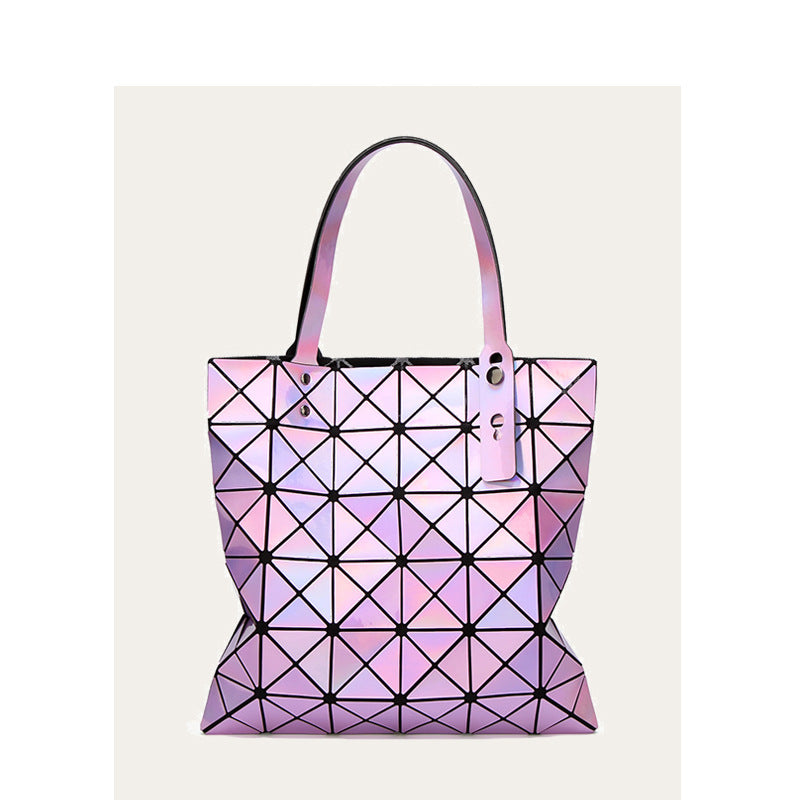 Japanese style New Style Trendy Niche Design Geometric Diamond Sequined Tote Bag All-Match Six-Grid Large-Capacity