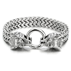 Men's Stainless Steel Wolf Head Chain Bracelet