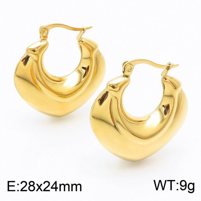 Light luxury and high-end titanium steel U-shaped glossy earrings stainless steel hollow earrings