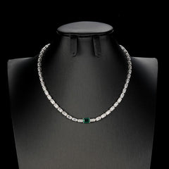 Full diamond necklace square design emerald retro women's collarbone necklace