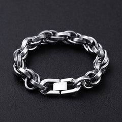 Retro fashionable O-shaped spliced titanium steel bracelet for men