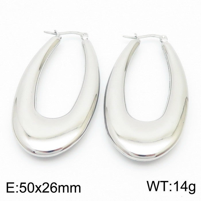 Light luxury and high-end titanium steel U-shaped glossy earrings stainless steel hollow earrings