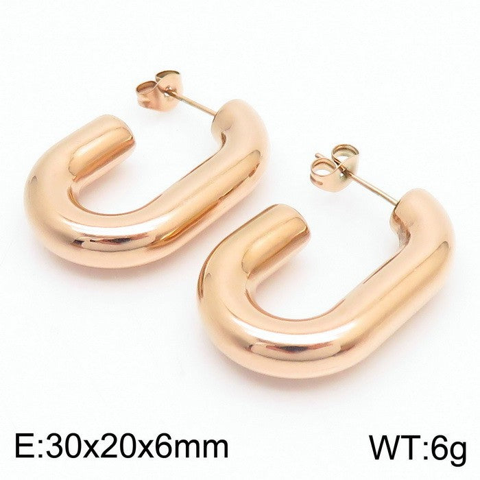 Light luxury and high-end titanium steel U-shaped glossy earrings stainless steel hollow earrings