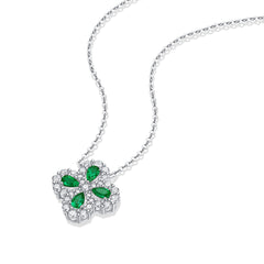 Fashionable four-leaf clover gemstone necklace