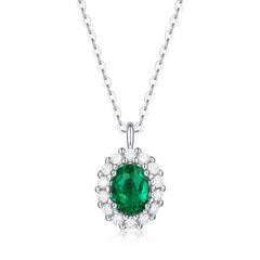 Emerald Green Lotus Pendant Necklace with Diamonds for Ladies Fashion