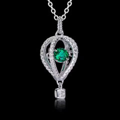 Sterling Silver Hot Air Balloon Emerald Necklace