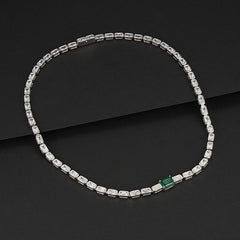 Full diamond necklace square design emerald retro women's collarbone necklace