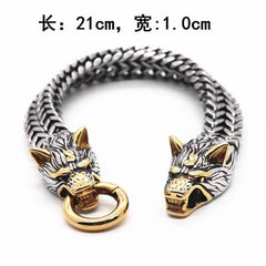 Men's Stainless Steel Wolf Head Chain Bracelet