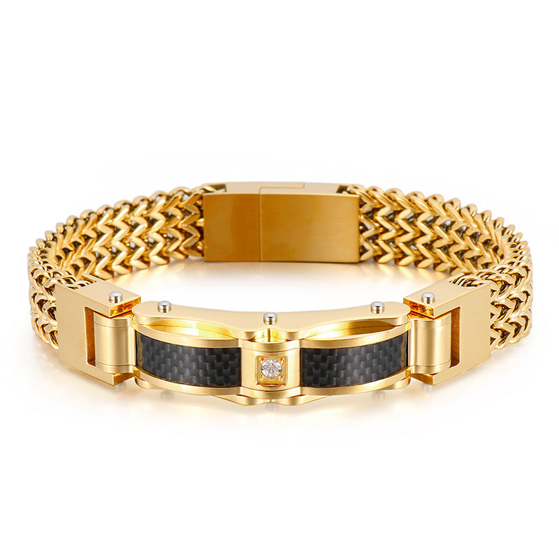 Creative new gold stainless steel men's diamond bracelet