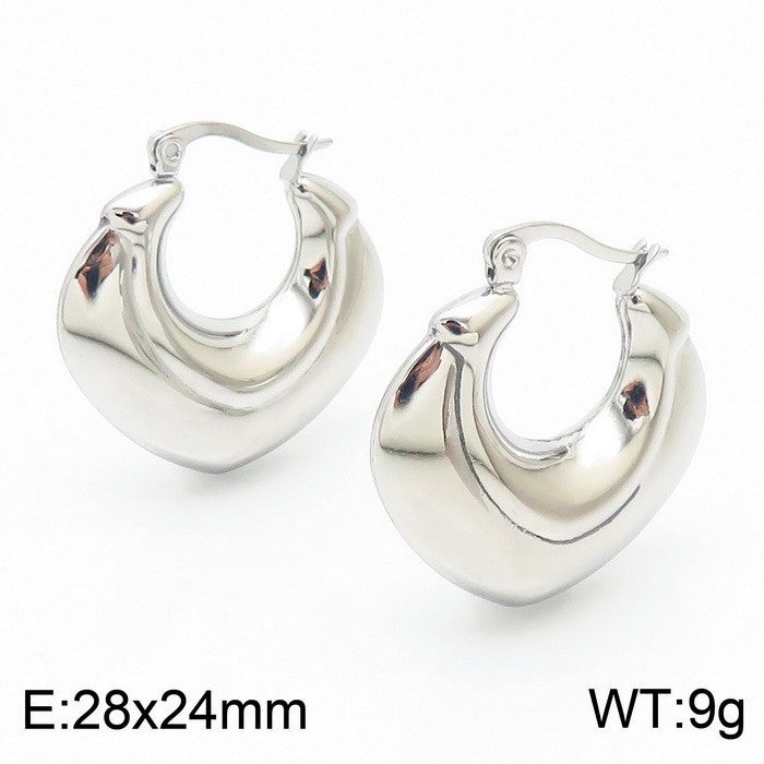 Light luxury and high-end titanium steel U-shaped glossy earrings stainless steel hollow earrings