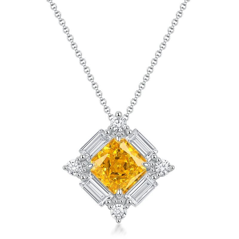 Square Ice Flower Cut Fashion Necklace