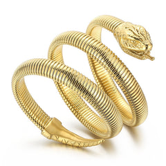 Stainless Steel Snake Wrap Bracelet Textured Three Layer Stretch Bracelet