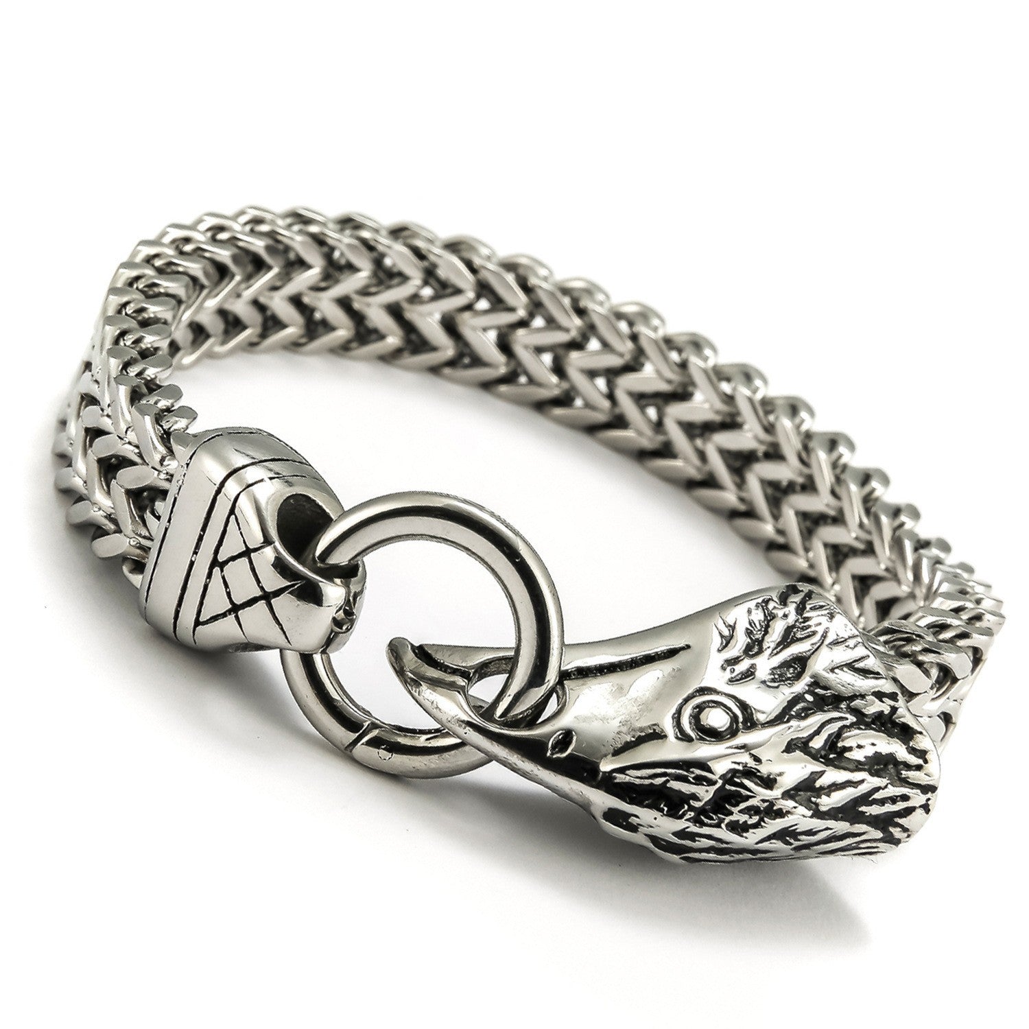 Men's Stainless Steel Wolf Head Chain Bracelet