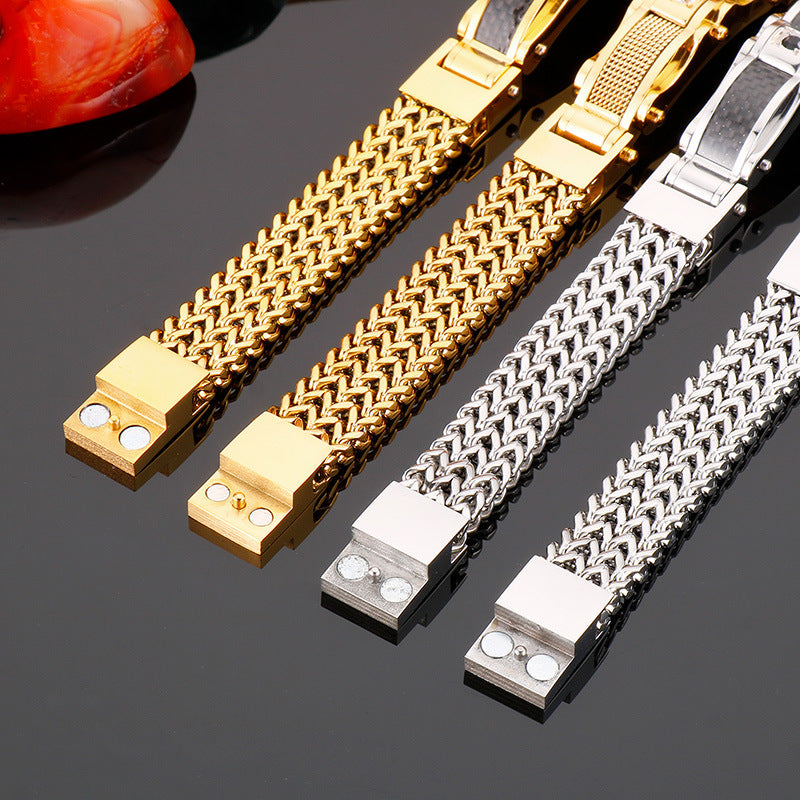 Creative new gold stainless steel men's diamond bracelet