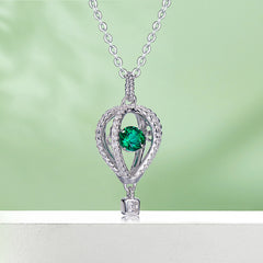 Sterling Silver Hot Air Balloon Emerald Necklace