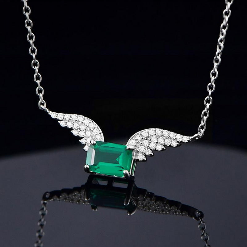 Angel Wings Pendant Collarbone Necklace S925 Sterling Silver