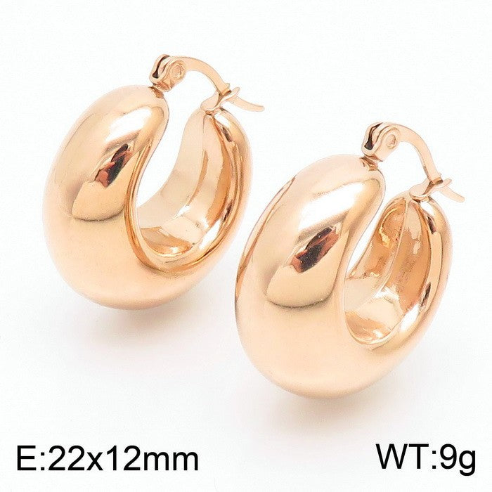 Light luxury and high-end titanium steel U-shaped glossy earrings stainless steel hollow earrings