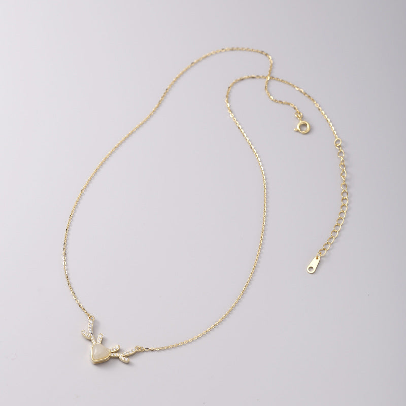 High-end style~~s925 sterling silver and Tian elk necklace exquisite Christmas light luxury 18K gold clavicle chain