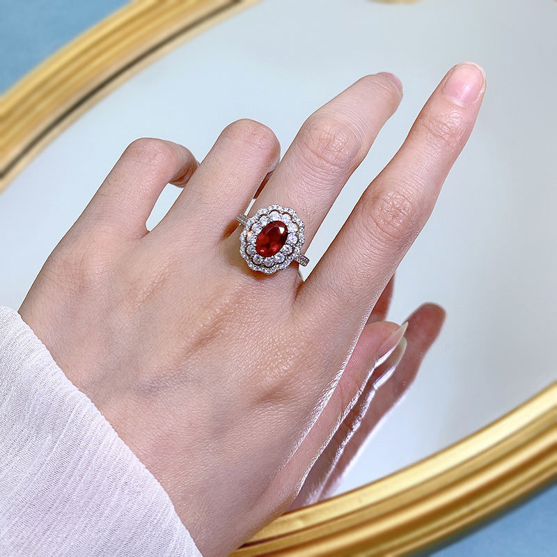 925 sterling silver high carbon diamond wrapped ruby ring