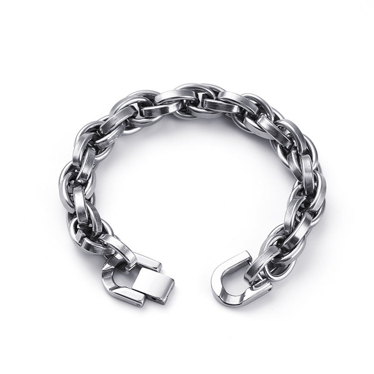 Retro fashionable O-shaped spliced titanium steel bracelet for men