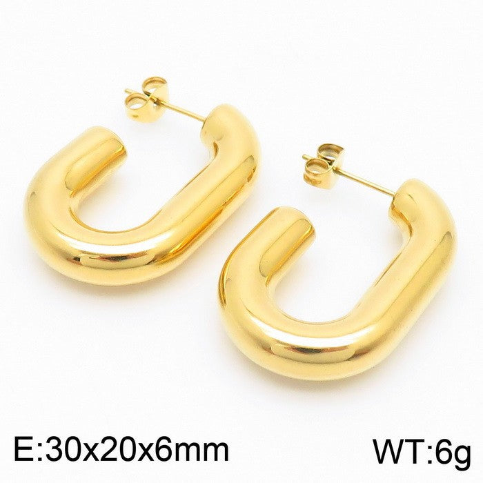 Light luxury and high-end titanium steel U-shaped glossy earrings stainless steel hollow earrings