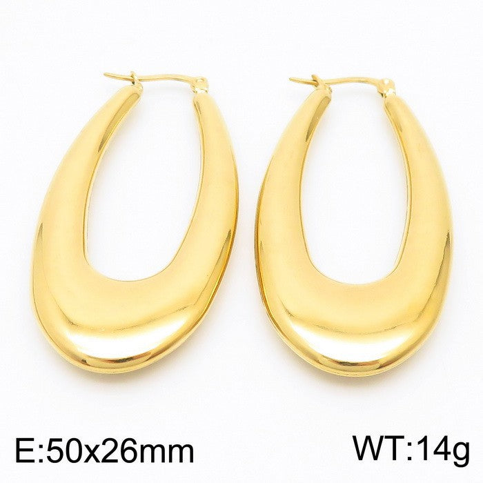 Light luxury and high-end titanium steel U-shaped glossy earrings stainless steel hollow earrings