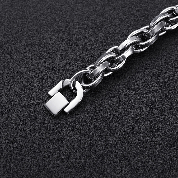 Retro fashionable O-shaped spliced titanium steel bracelet for men