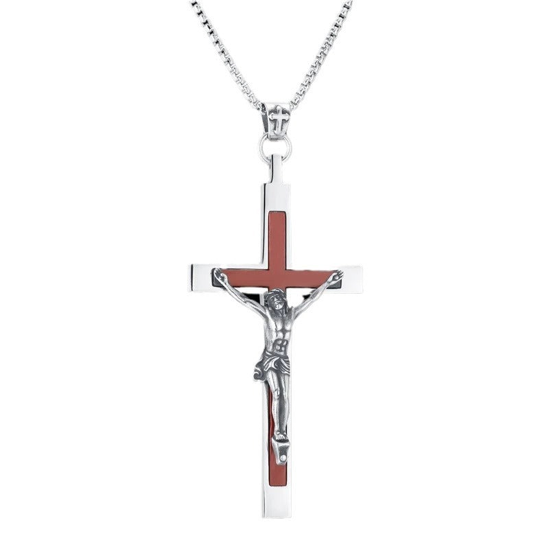 men's cross titanium steel necklace