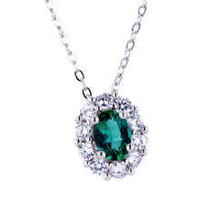 Emerald 1 Carat Egg Shape Oval Pendant Necklace