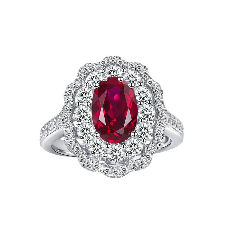 925 sterling silver high carbon diamond wrapped ruby ring