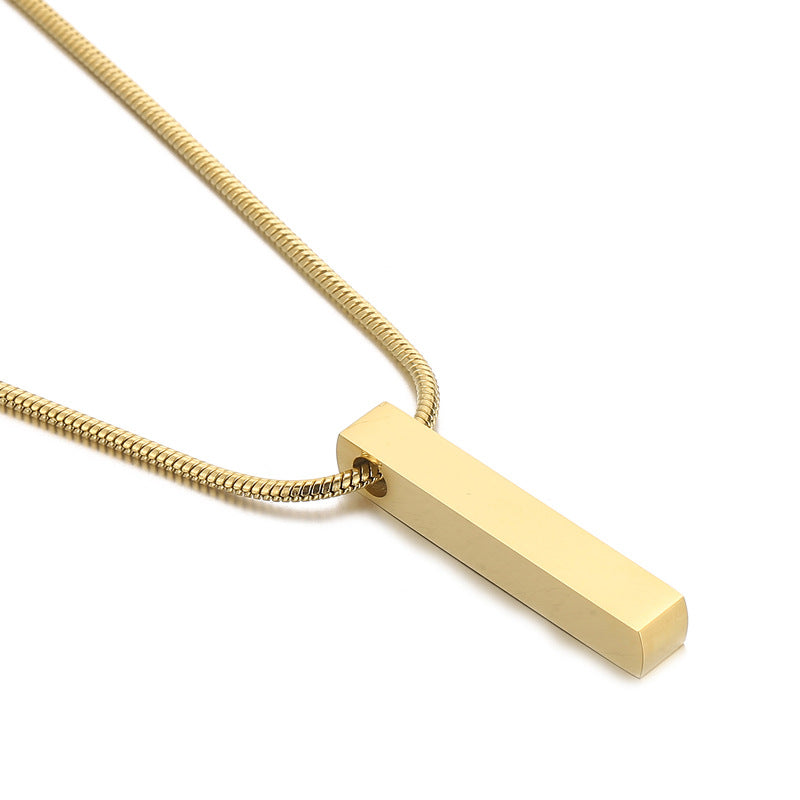 Stainless steel three-dimensional pillar necklace