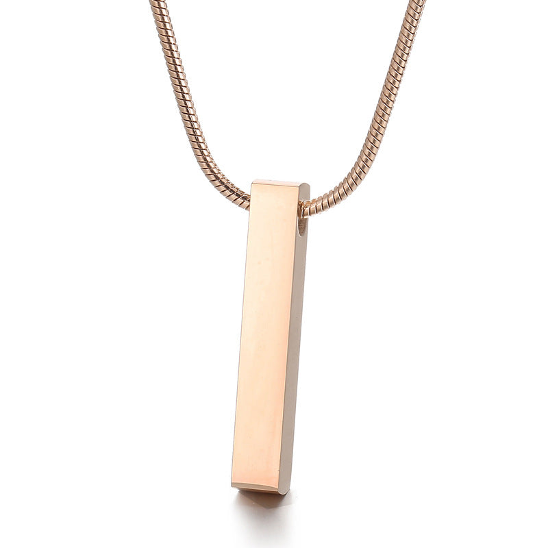 Stainless steel three-dimensional pillar necklace