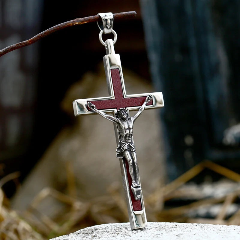 men's cross titanium steel necklace