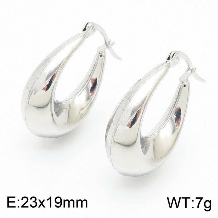 Light luxury and high-end titanium steel U-shaped glossy earrings stainless steel hollow earrings