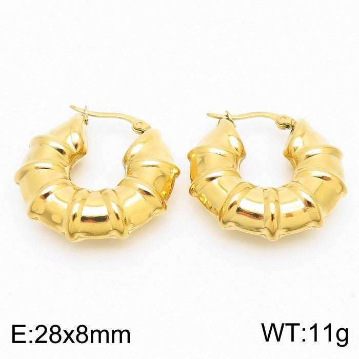 Light luxury and high-end titanium steel U-shaped glossy earrings stainless steel hollow earrings