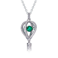 Sterling Silver Hot Air Balloon Emerald Necklace