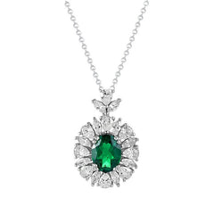 Full diamond all-inclusive vintage emerald collarbone necklace for women