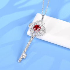 Fashionable ruby key collarbone necklace for women