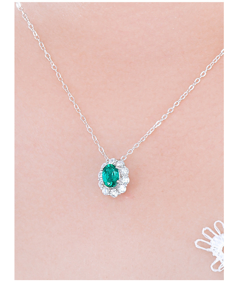 Emerald 1 Carat Egg Shape Oval Pendant Necklace