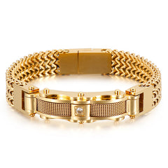 Creative new gold stainless steel men's diamond bracelet