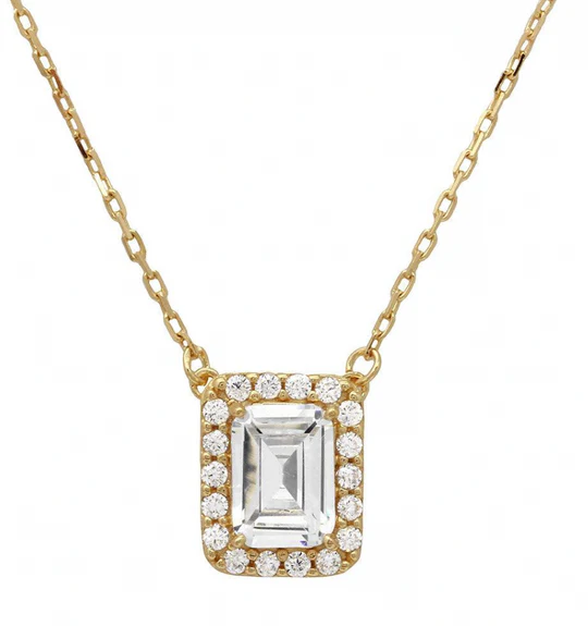 Square diamond necklace in white gold, classic, timeless, perfect and shining