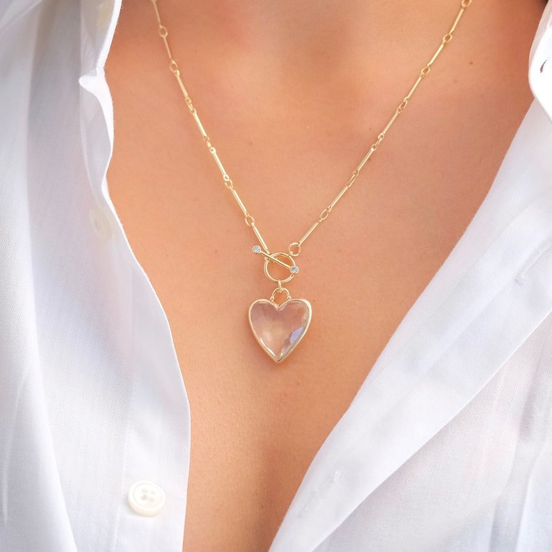 Simple and fashionable crystal heart necklace