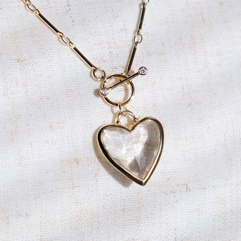 Simple and fashionable crystal heart necklace