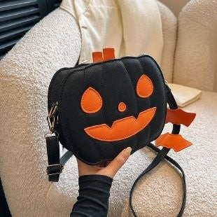 Halloween Funny Pumpkin Bag 2023 NewStyle Fashion Contrast Color Creative Stitching Trendy Shoulder Female Bag Cartoon Messenger Bag