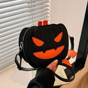 Halloween Funny Pumpkin Bag 2023 NewStyle Fashion Contrast Color Creative Stitching Trendy Shoulder Female Bag Cartoon Messenger Bag