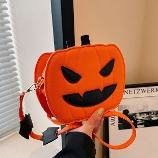 Halloween Funny Pumpkin Bag 2023 NewStyle Fashion Contrast Color Creative Stitching Trendy Shoulder Female Bag Cartoon Messenger Bag